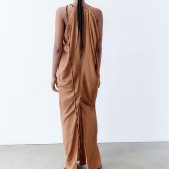 New Zara Kaftan Beaded Neckline Maxi Dress/Swim Beach Cover-Up  NWT XL - Picture 7 of 16